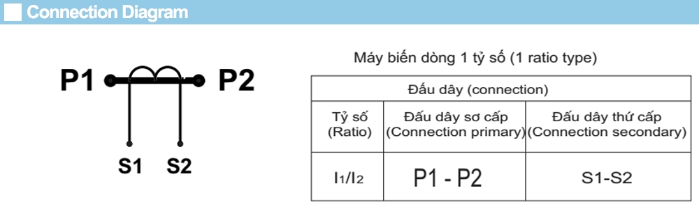 Cách đấu nối Biến dòng Emic CT0.6 150/5A