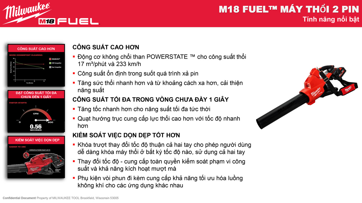 Tính năng nổi bật của dòng máy thổi bụi Milwaukee M18 F2BL